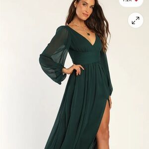Lulu's Deep Green Long Sleeve Dress